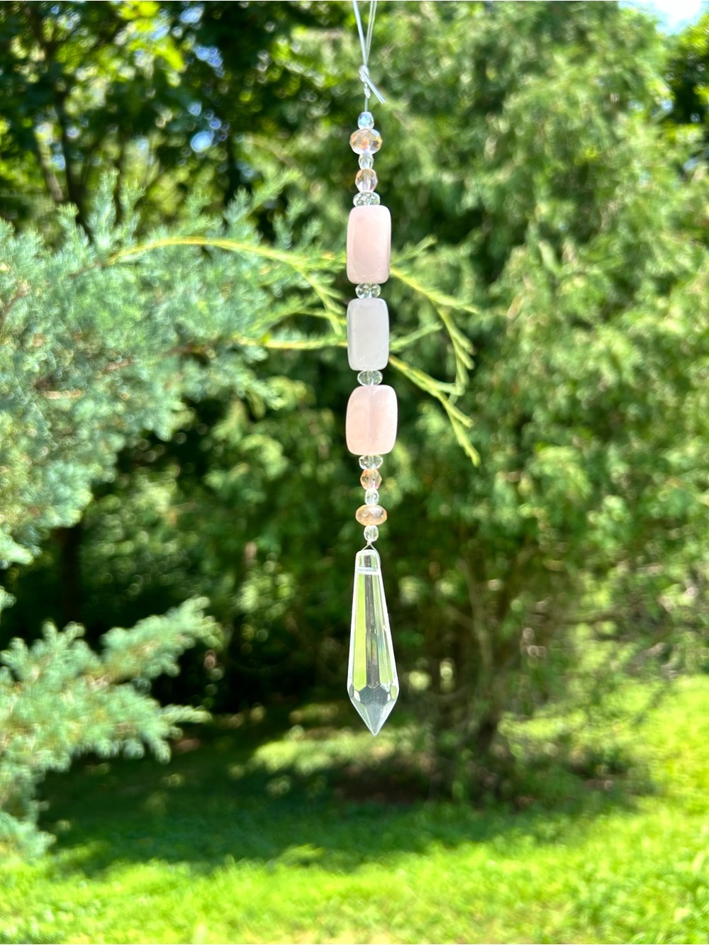 Rose Quartz Crystal Pendant Sun Catcher